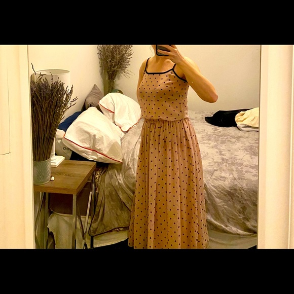 Long pink and black polka dot dress - Picture 3 of 3